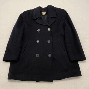 Women's LL Bean Wool Thinsulate Black Peacoat 18
